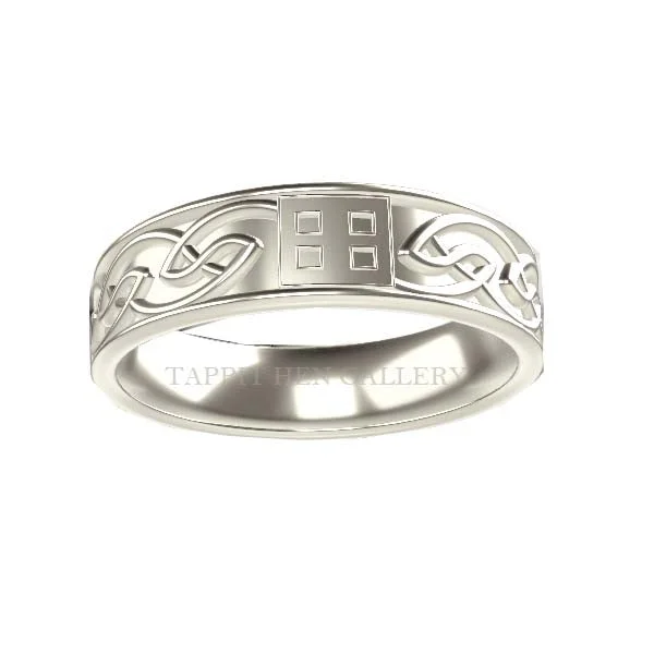 Silver Heart Shaped Ring-EDINBURGH CELTIC RENNIE MACKINTOSH WEDDING RING IN 9CT WHITE GOLD