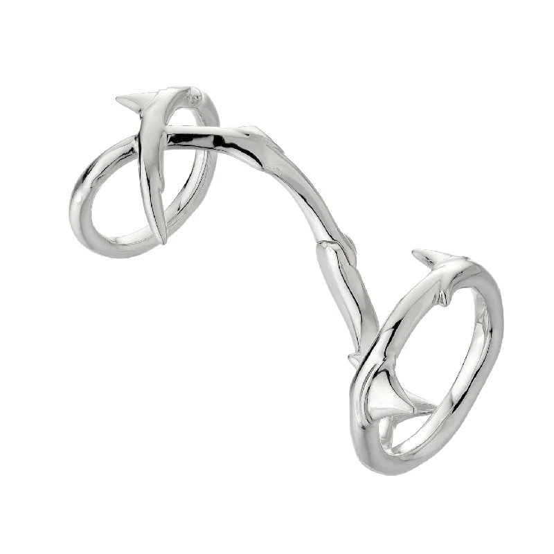 Silver Stackable Rings-Rose Thorn Hinged Ring - Silver