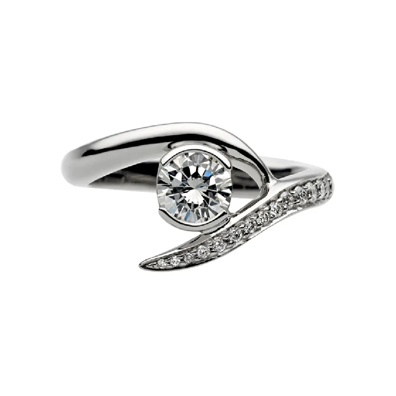 Classic Diamond Wedding Band-Entwined Rapture50 Engagement Ring - 18ct White Gold & 0.63ct Diamond