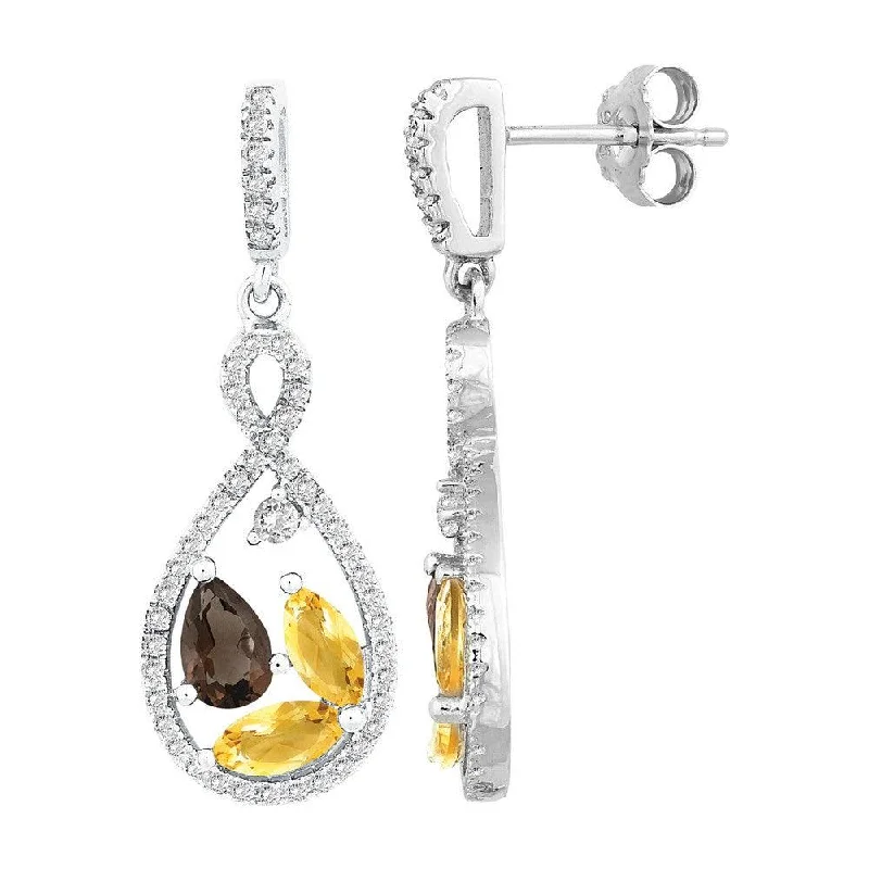 Unique Dangle Earrings-Sterling Silver Multi Marquise Citrine Earrings