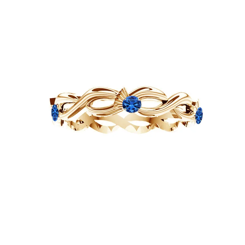 Two-Tone Gold Ring-Scottish Thistle Edinburgh Blue Sapphire Celtic Twist Ring in Yellow Gold