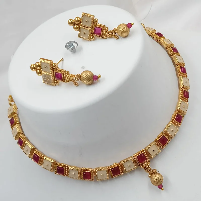 Layered Gold Necklace-Padmawati Bangles Gold Plated Kundan Stone Choker Necklace Set