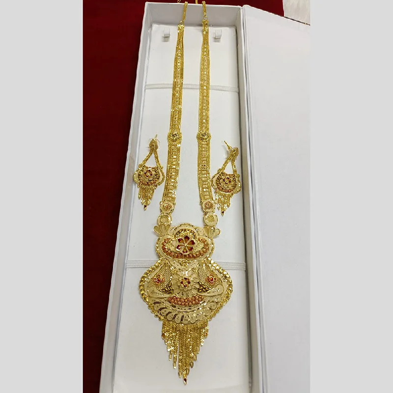 Fashionable Gold Necklace-Pari Art Jewellery Forming Long Necklace Set