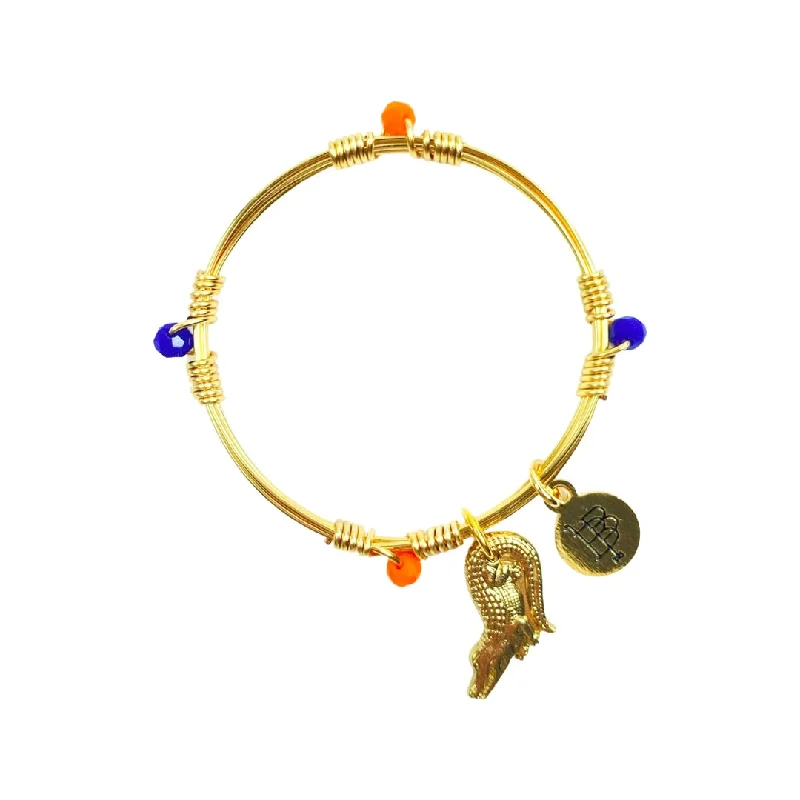 Silver Bangles with Pearls-Kids' Gameday Bangle Stacker - Orange/Blue