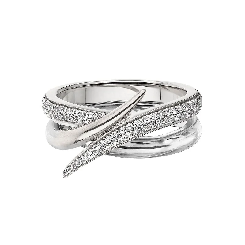 Men's Statement Ring-Interlocking Duo Ring - 18ct White Gold & Diamond