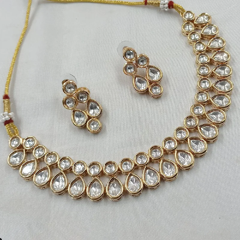 Crystal Pendant Necklace-Padmawati Bangles Gold Plated Kundan Stone Necklace Set