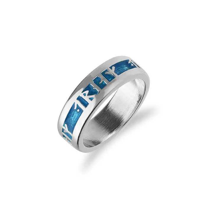 Unique Men's Wedding Ring-Enamelled Runic Friendship Ring