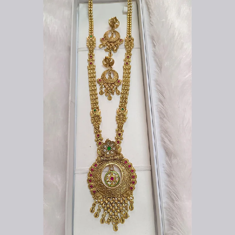 Diamond and Pearl Necklace-Pari Art Jewellery Forming Pota Stone Long Necklace Set