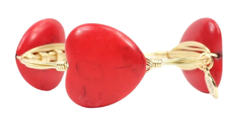 Trendy Bangle Bracelets-The Red Heart Bangle Bracelet