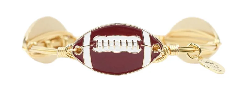 Sparkling Silver Bangle Set-The Football Bangle Bracelet - Garnet