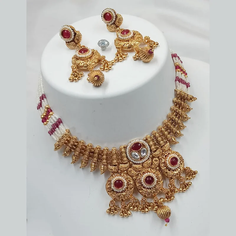 Vintage Pearl Necklace-Padmawati Bangles Gold Plated Kundan Stone Choker Necklace Set