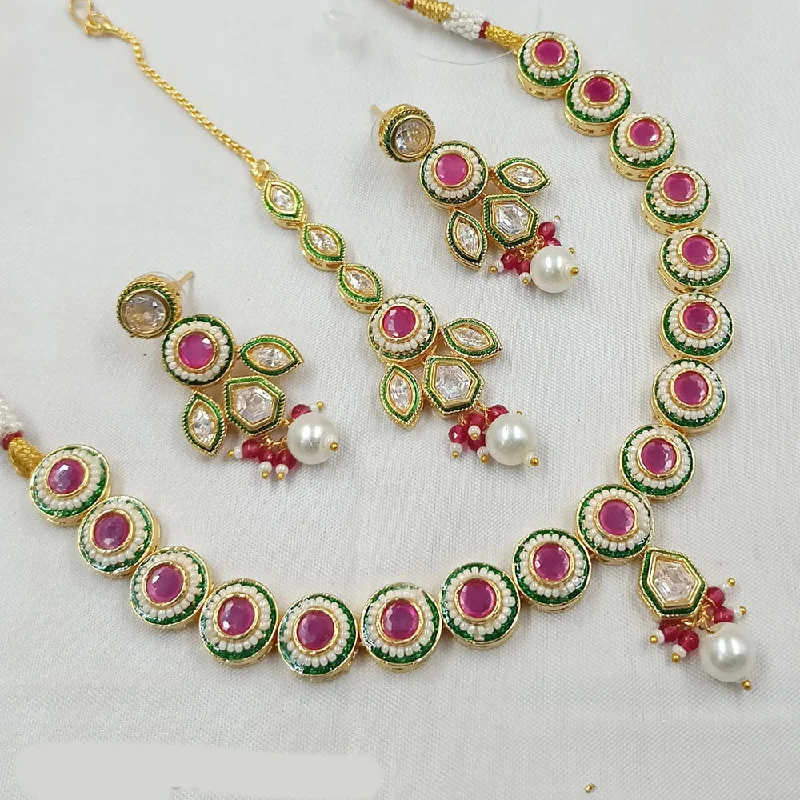 Silver and Pearl Necklace-Padmawati Bangles Gold Plated Polki Kundan Stone And Pearls Necklace Set