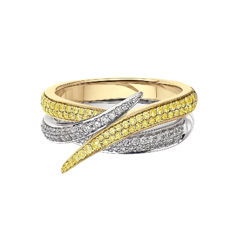 Eternity Band Diamond Ring-Interlocking Stacked Ring - Yellow Sapphire & White Diamond