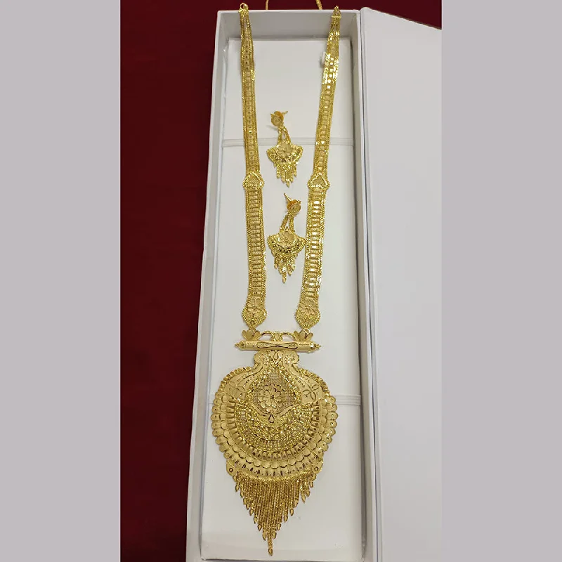 Chunky Gold Necklace-Pari Art Jewellery Forming Long Necklace Set