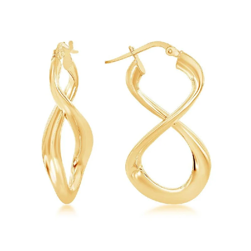 Casual Drop Earrings-Sterling Silver Gold Plated Large Script Infinity Design Earrings