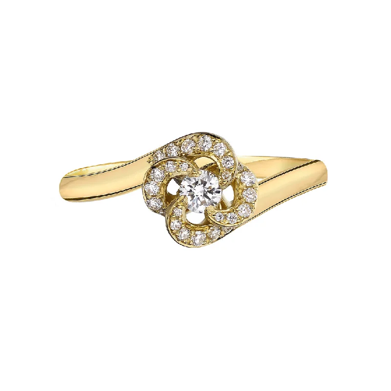 Vintage Rose Gold Ring-Entwined Petal10 Engagement Ring - 18ct Yellow Gold & 0.24ct Diamond