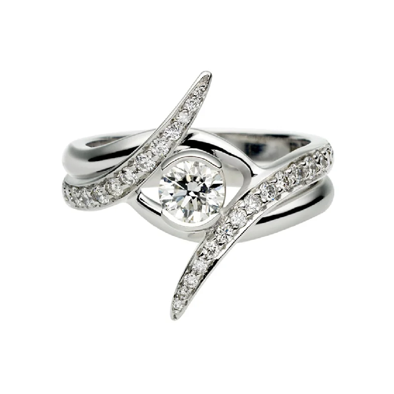 Classic White Gold Ring-Entwined Ardour35 Engagement Ring Set - Platinum & 0.65ct Diamond