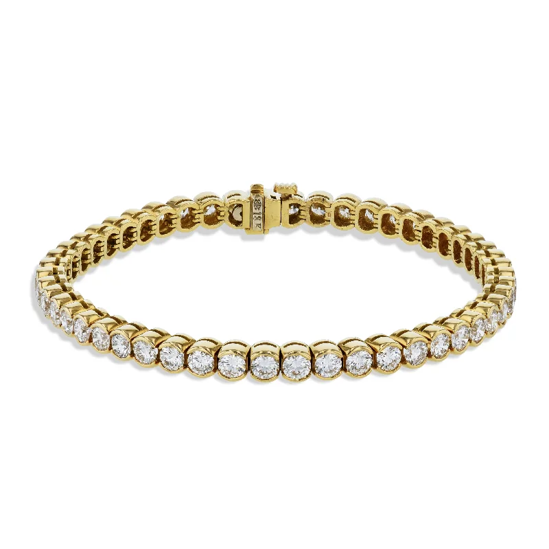 Colorful Bead Bracelets-Diamond Yellow Gold Tennis Bracelet