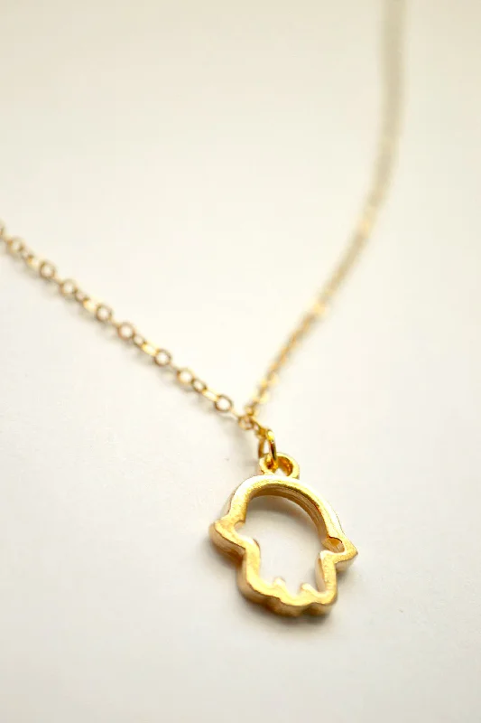 Custom Initial Necklace-Gold plated Hamsa necklace, link chain, gift wrapped