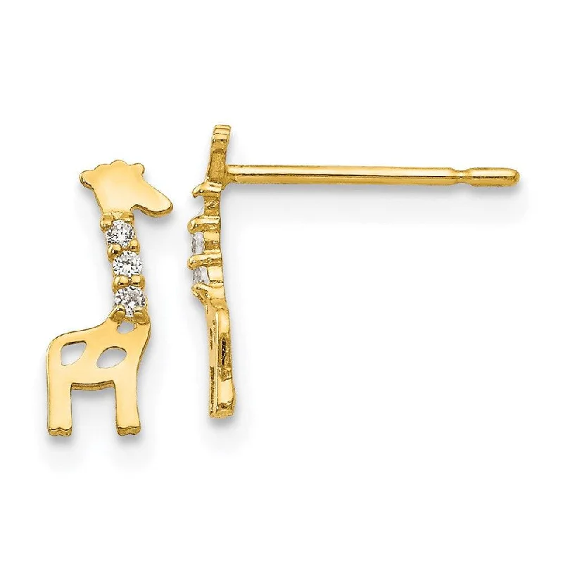 Glamorous Drop Earrings-Madi K Kid's 14k  CZ Giraffe Post Earrings