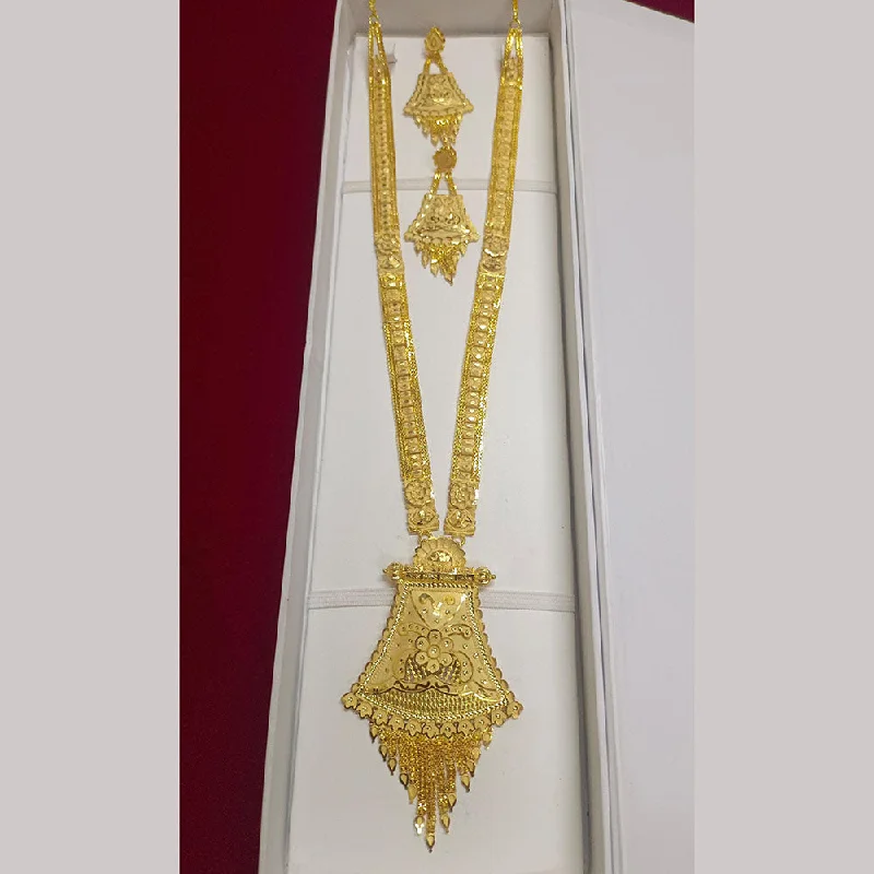 Long Gold Necklace-Pari Art Jewellery Forming Long Necklace Set