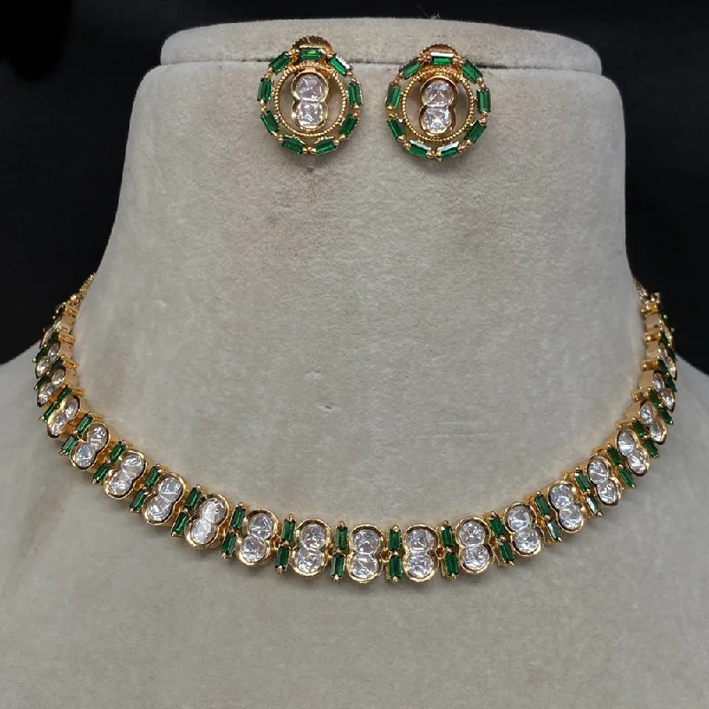 High-End Gold Necklace-Amoliya Jewels Polki Kundan Necklace Set