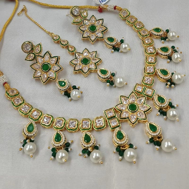 Unique Personalized Necklace-Padmawati Bangles Gold Plated Kundan Stone And Pearls Choker Necklace Set