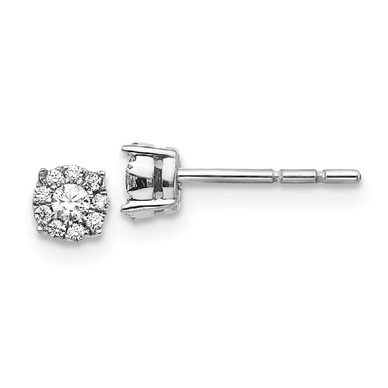 Simple Stud Earrings-14K White Gold Diamond Cluster Post Earrings