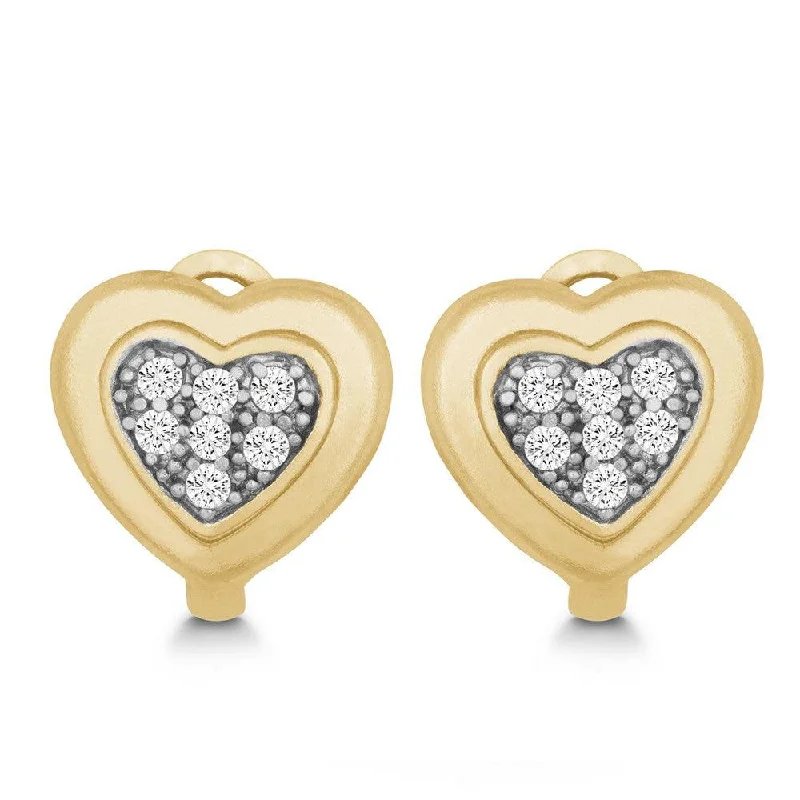 Handcrafted Wooden Earrings-Sterling Silver Gold Plated Heart Huggie Earrings