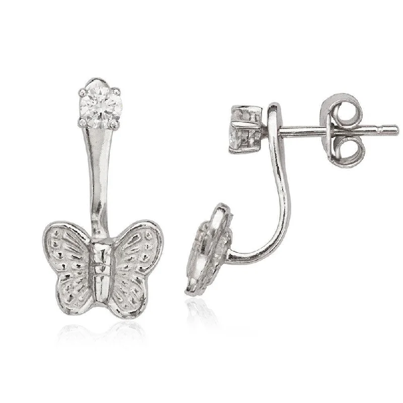 Big Statement Earrings-Sterling Silver 3mm CZ with Back Butterfly Earrings