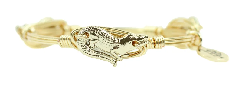 Round Silver Bangles-Kids' Gold Alligator Bangle