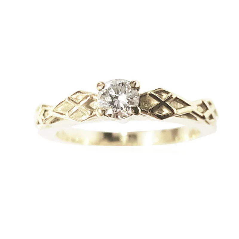 Sparkly Diamond Ring-Diamond Plaid Engagement Ring in White Gold