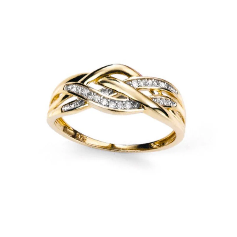 Custom Ring for Anniversary-Celtic Weave Ring with Diamonds in Gold