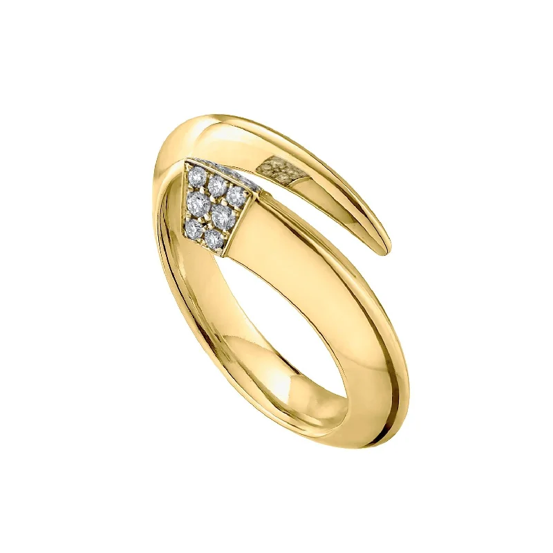 Gemstone Wedding Ring-Sabre Ring - Yellow Gold Vermeil & Diamond Pavé