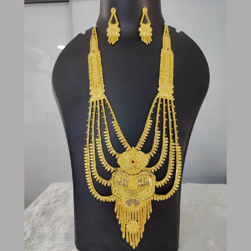 Gold Link Necklace-Pari Art Jewellery Forming Gold Multi Layer Long Necklace Set