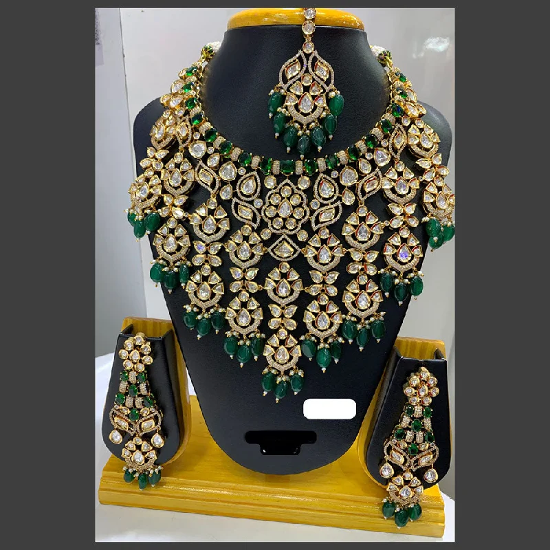 Modern Silver Necklace-Jain Jewellers Gold Plated Polki Kundan Stone And Pearls Necklace Set