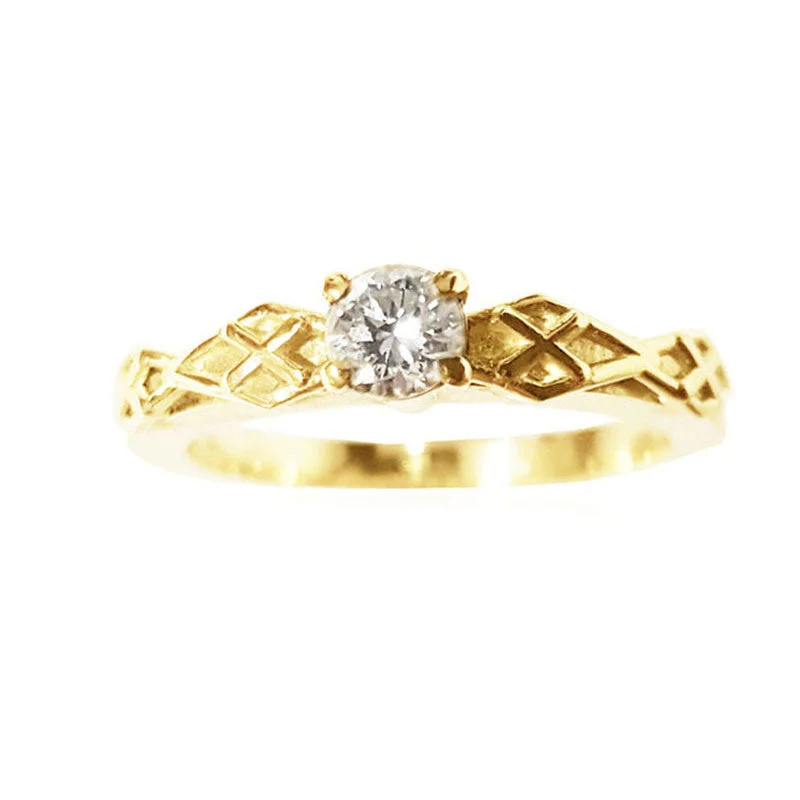 Men's Engagement Ring-Diamond Plaid Engagement Ring in Yellow Gold