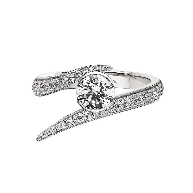 Sparkling Engagement Ring-Interlocking Solitaire100 Engagement Ring - 18ct White Gold & 1.50ct Diamond