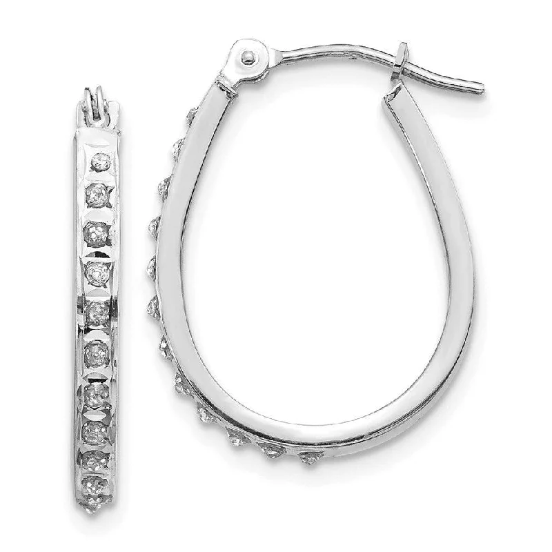 Geometric Hoop Earrings-14k White Diamond Fascination Oval Hinged Hoop Earrings