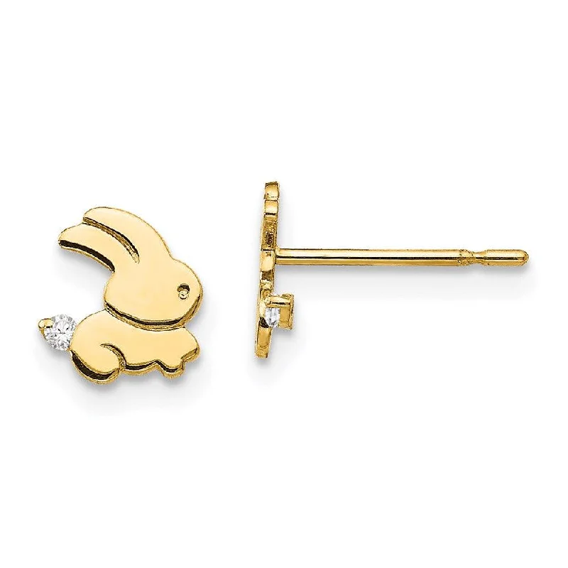 Ethnic Earrings-Madi K Kid's 14k  CZ  Bunny Post Earrings