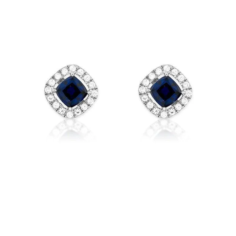 Black Diamond Earrings-Sterling Silver CZ Micro Pave Square Stud Earrings