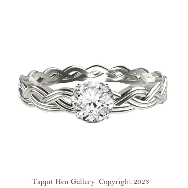 Designer Gold Ring-ROYAL CELTIC TWIST DIAMOND ENGAGEMENT RING IN WHITE GOLD