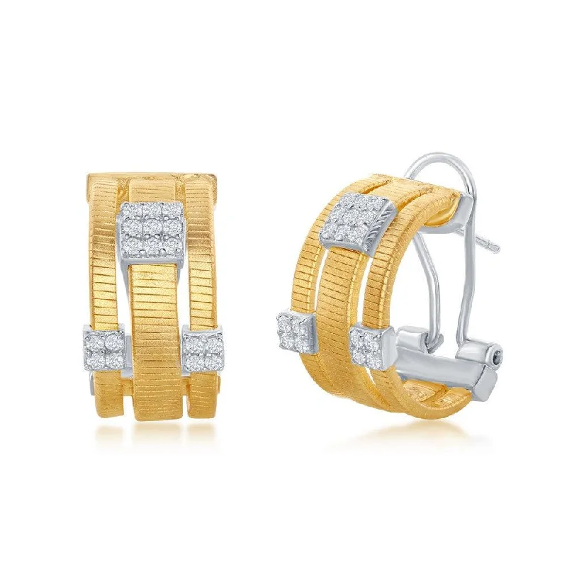 Elegant Statement Earrings-Sterling Silver 14K Gold Plated CZ Earrings