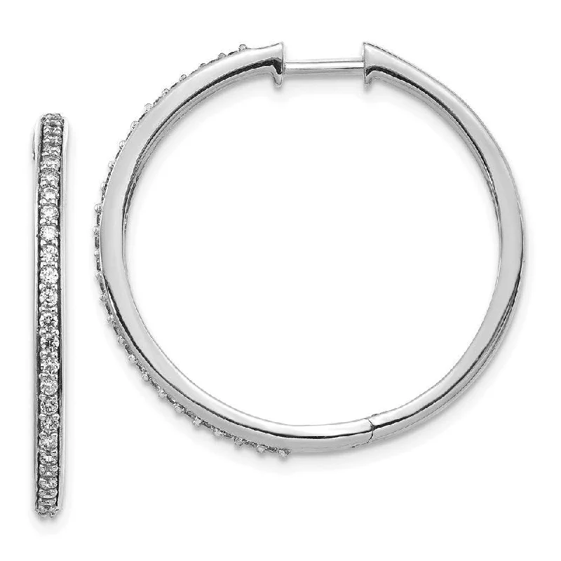 Silver Dangle Earrings-14k White Gold Diamond Hoop Earrings