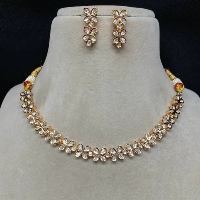 Simple Bar Pendant Necklace-Amoliya Jewels Polki Kundan Floral Necklace Set