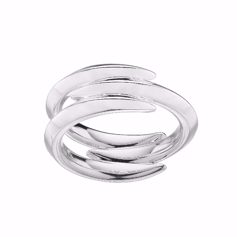 Sterling Silver Ring-Arc Triple Ring - Silver