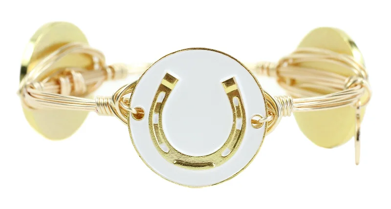 Party Wear Gold Bangles-The Horseshoe Bangle Bracelet - White