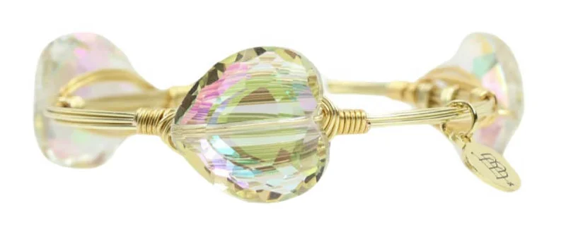 Party Wear Gold Bangles-The Iridescent Heart Bangle Bracelet