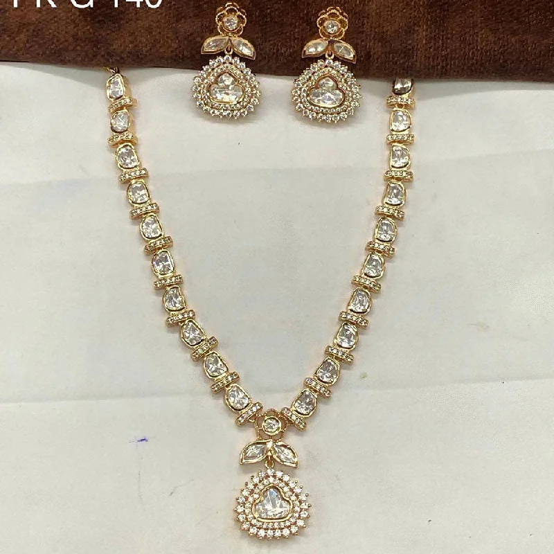 Minimalist Necklace-Royal Kundan Jewellery Gold Plated Polki Kundan Necklace Set