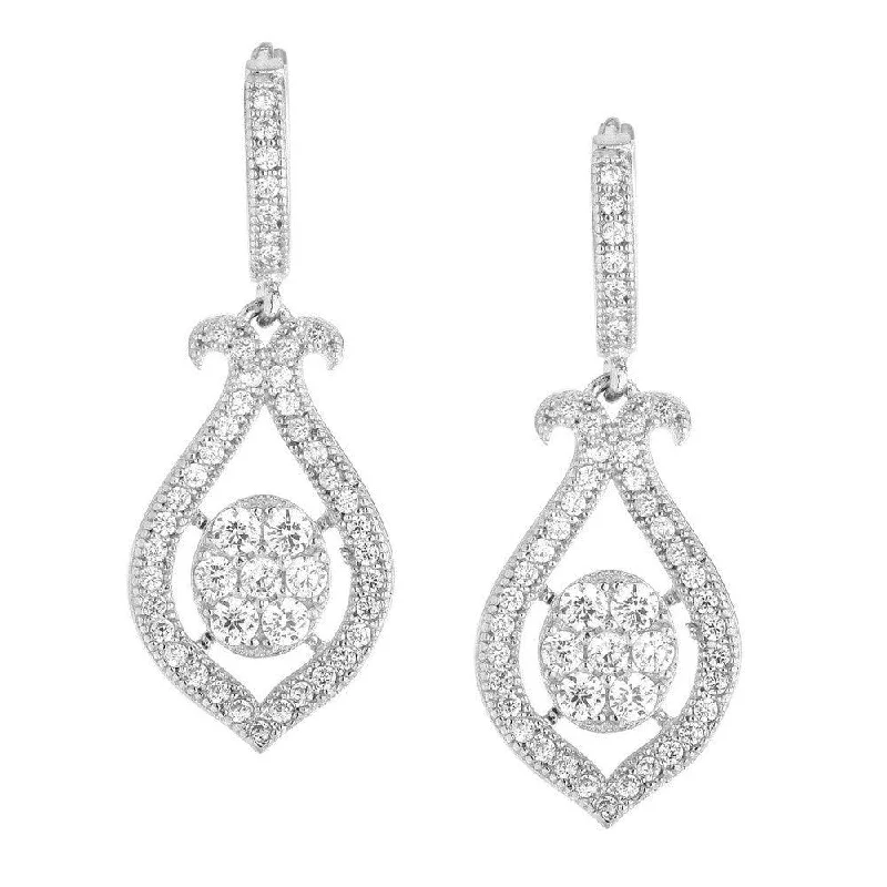 Simple Gold Earrings-Sterling Silver Micro Pave Marquise CZ Earrings